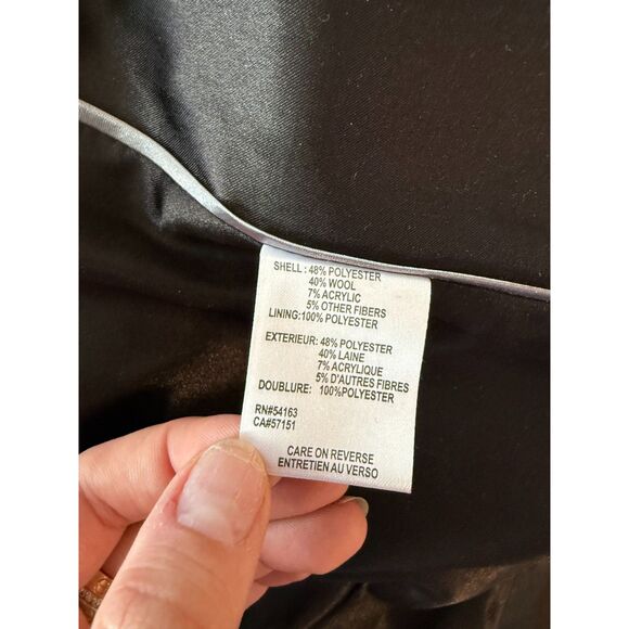 Calvin Klein Wool Blend Black and White Houndstooth Wrap Coat Jacket - Picture 7 of 9